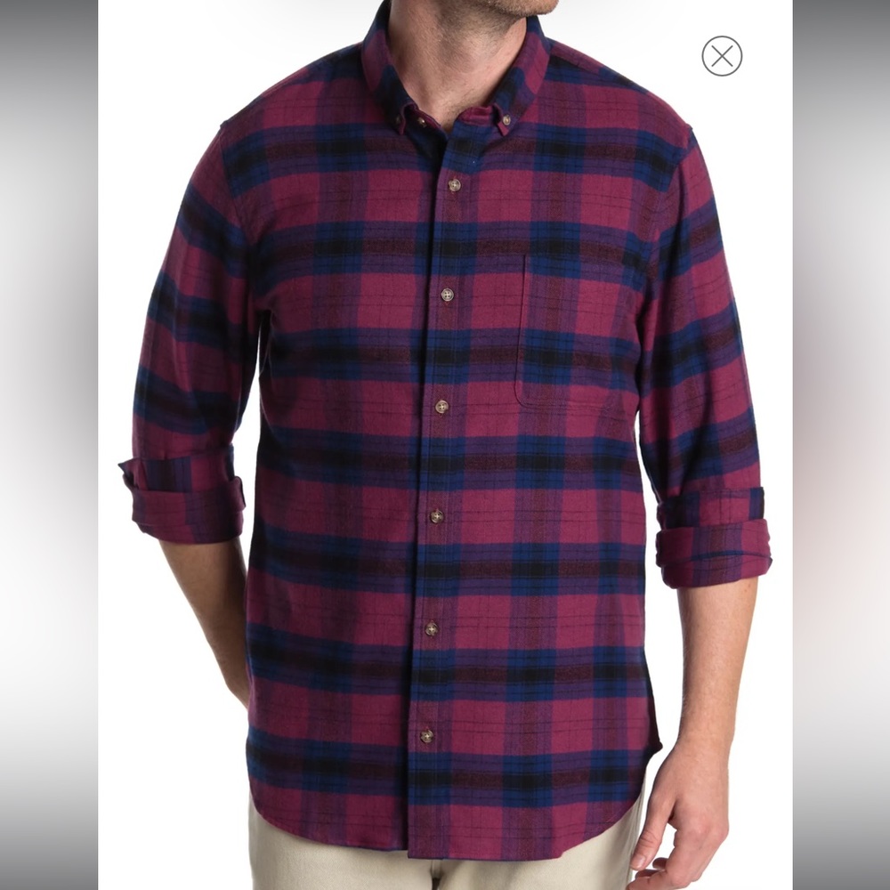 Mens  New w tags Nordstrom 14th and Union flannel shirt red and blue plaid XL